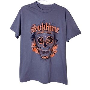 Sublime Gray and Orange Graphic Skull T-Shirt Tee Nwt Size Medium M